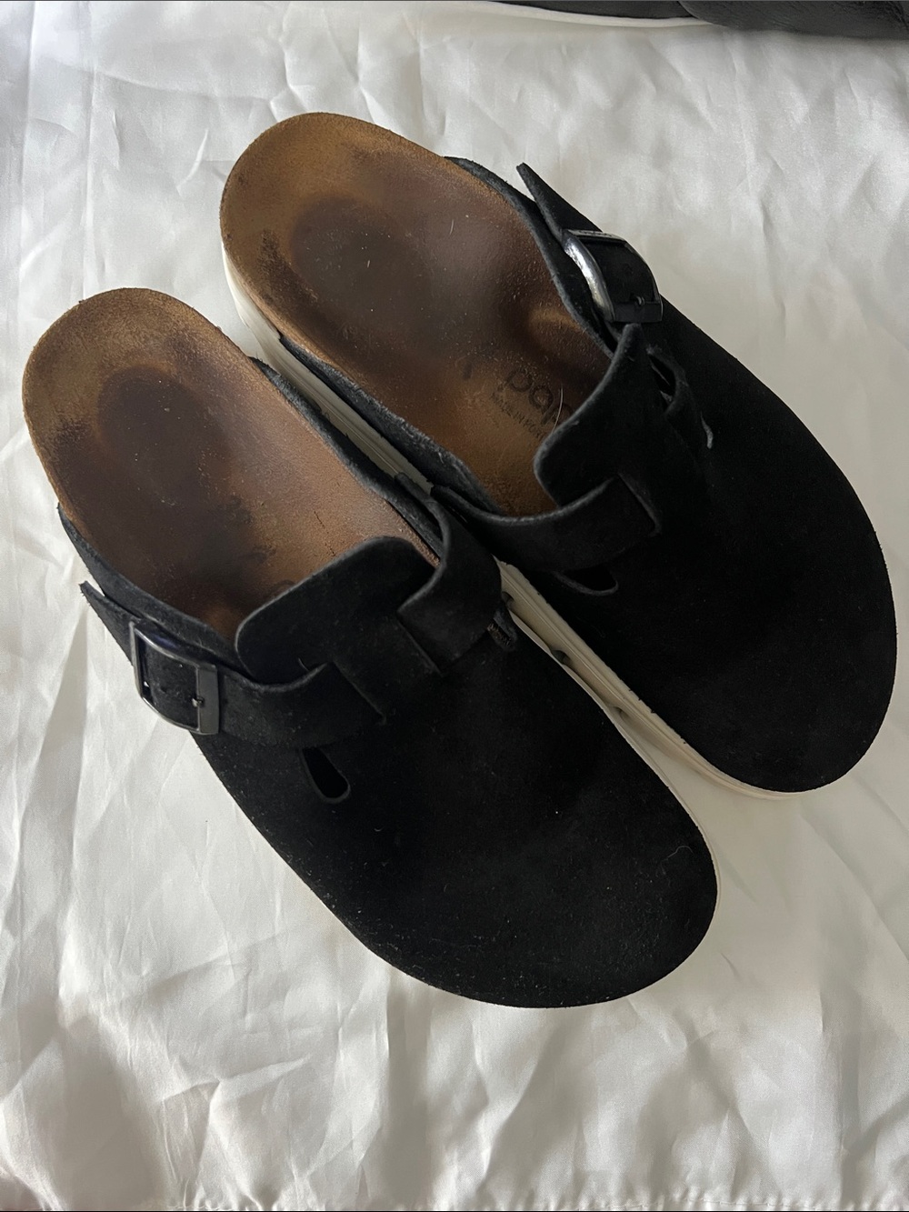 Papillio Black Suede Slip-On Clogs